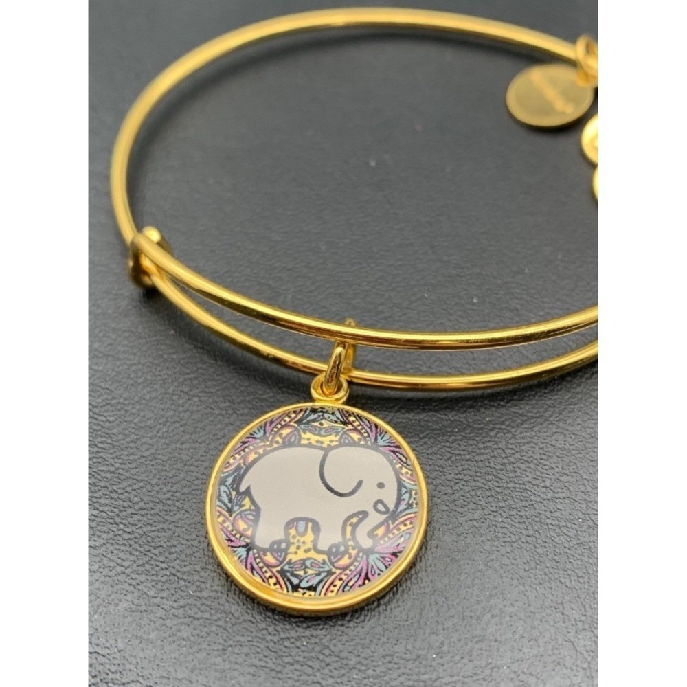 Alex and Ani Ivory Ella Elephant Shiny Gold Tone Charm Bangle Good Condition - Picture 2 of 5